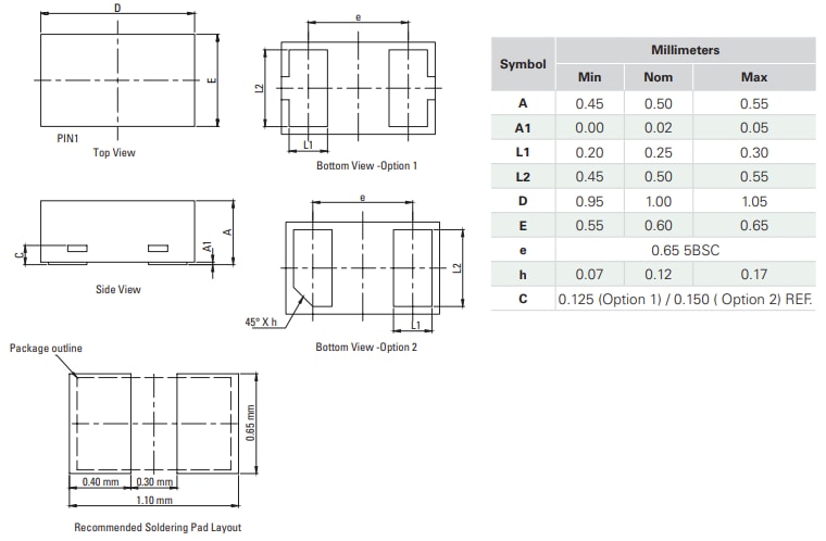 Plan mécanique - Littelfuse Diode TVS SC1122-01ETG